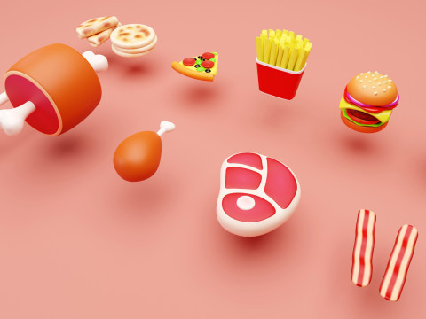 Emoji Food Pack 002 3D Model