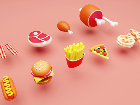 Emoji Food Pack 002 3D Model