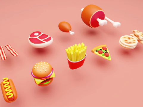 Emoji Food Pack 002 3D Model