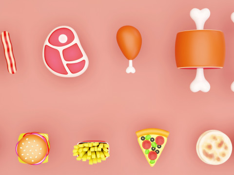 Emoji Food Pack 002 3D Model