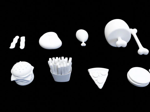 Emoji Food Pack 002 3D Model