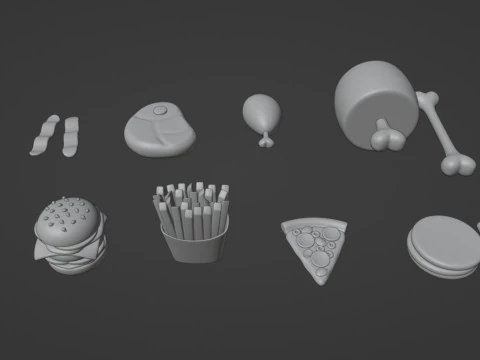 Emoji Food Pack 002 3D Model
