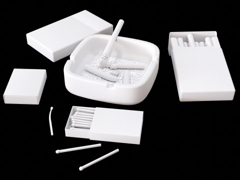 Cigarette Ashtray Match 001 3D मॉडल