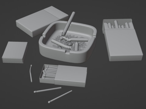 Cigarette Ashtray Match 001 3D मॉडल