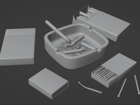Cigarette Ashtray Match 001 3D मॉडल