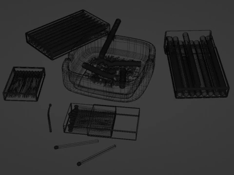 Cigarette Ashtray Match 001 3D Model