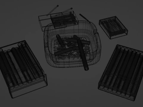 Cigarette Ashtray Match 001 3D Model