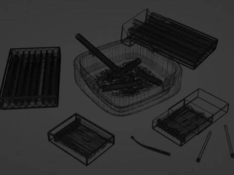 Cigarette Ashtray Match 001 3D Model