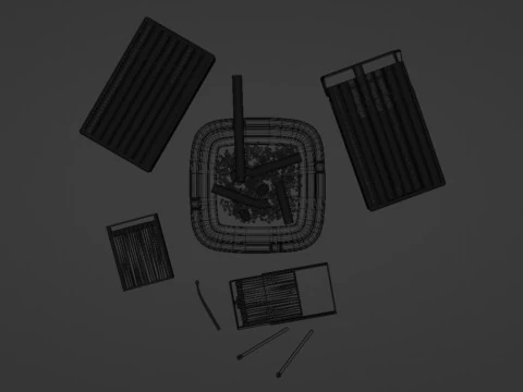 Cigarette Ashtray Match 001 3D Model