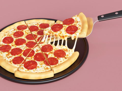 Pizza Pepperoni Slice 001 3Dモデル