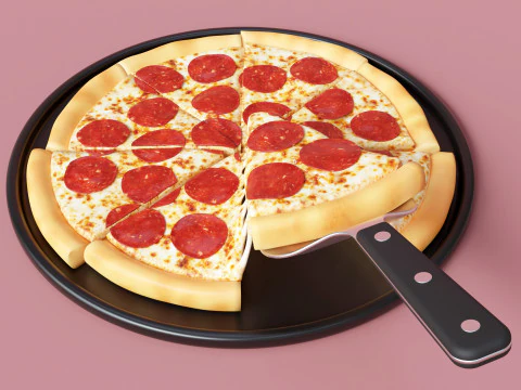 Pizza Pepperoni Slice 001 3D Model