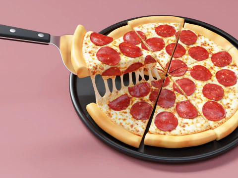 Pizza Pepperoni Slice 001 3D Model