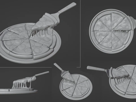 Pizza Pepperoni Slice 001 3D Model