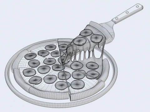 Pizza Pepperoni Slice 001 3D Model