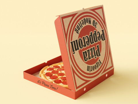 Pizza Pepperoni Slice in Box 001 3Dモデル