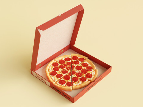 Pizza Pepperoni Slice in Box 001 3Dモデル