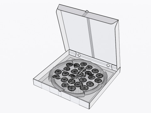 Pizza Pepperoni Slice in Box 001 3Dモデル