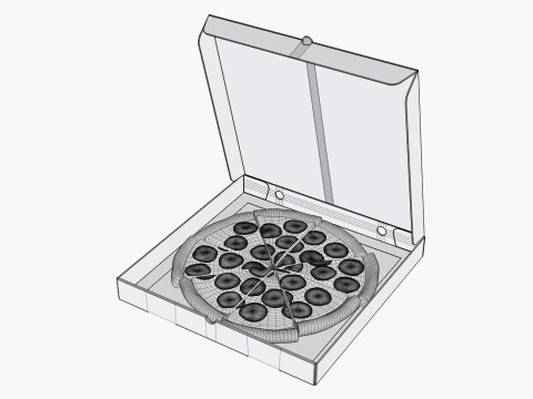 Pizza Pepperoni Slice in Box 001 3D Model