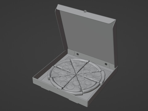 Pizza Pepperoni Slice in Box 001 3Dモデル