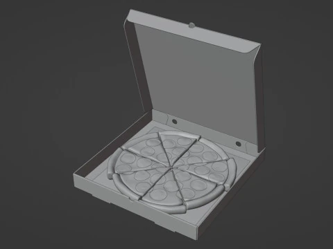 Pizza Pepperoni Slice in Box 001 3D Model