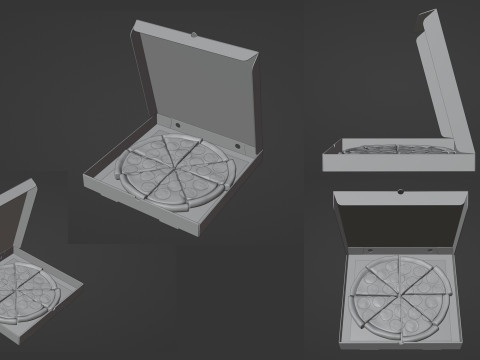 Pizza Pepperoni Slice in Box 001 3Dモデル
