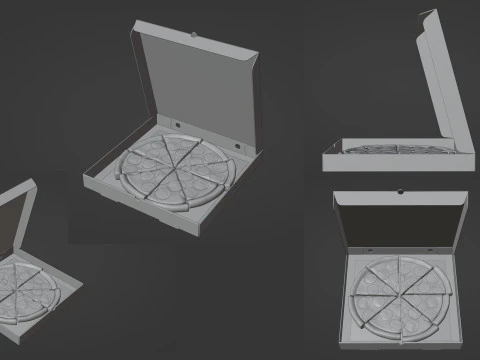 Pizza Pepperoni Slice in Box 001 3D Model