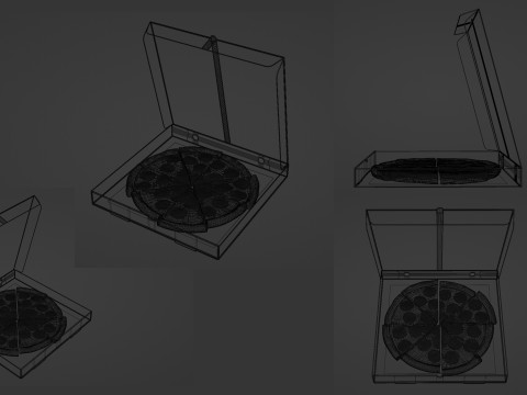 Pizza Pepperoni Slice in Box 001 3Dモデル