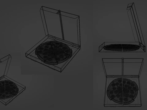 Pizza Pepperoni Slice in Box 001 3D Model