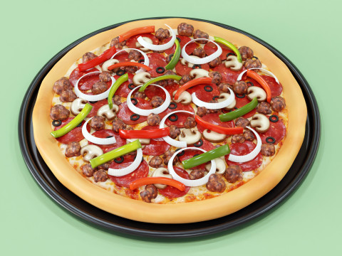 Pizza Supreme 001 3Dモデル