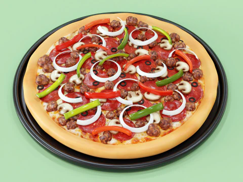 Pizza Supreme 001 3D Model