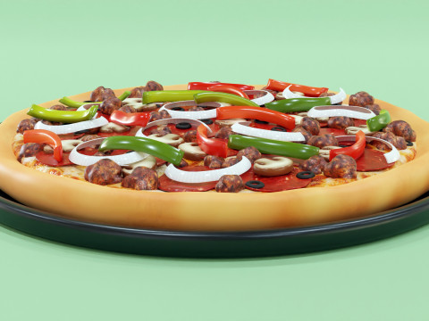 Pizza Supreme 001 3Dモデル
