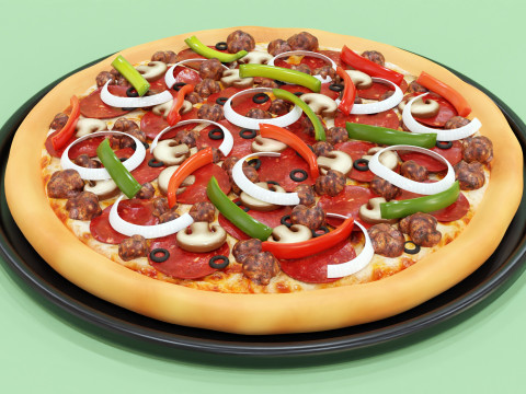 Pizza Supreme 001 3Dモデル