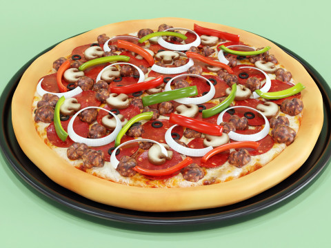 Pizza Supreme 001 3Dモデル