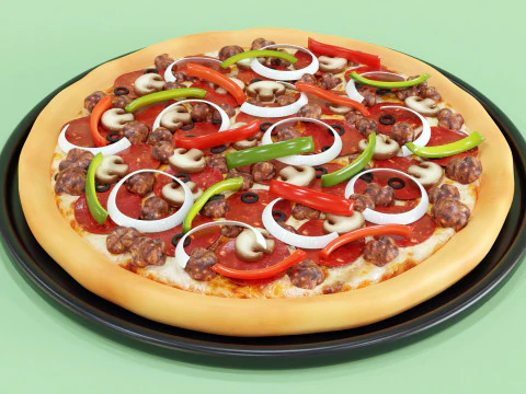 Pizza Supreme 001 3D Model