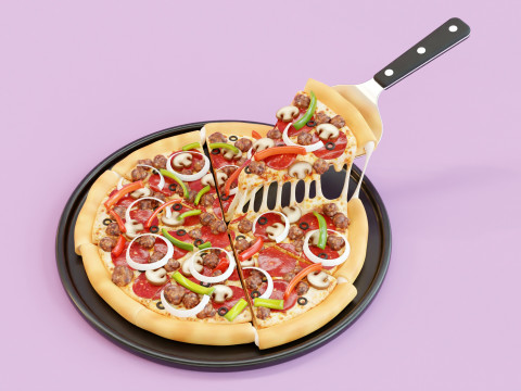 Pizza Supreme Slice 001 3Dモデル