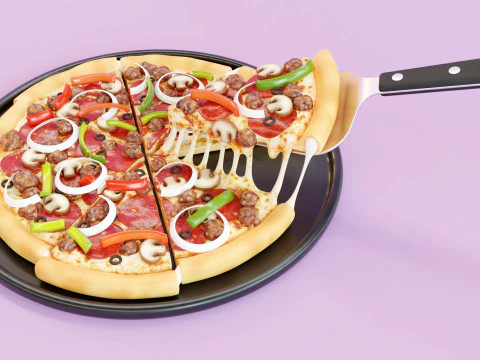 Pizza Supreme Slice 001 3D Model