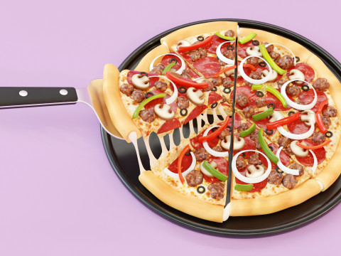 Pizza Supreme Slice 001 Modello 3D
