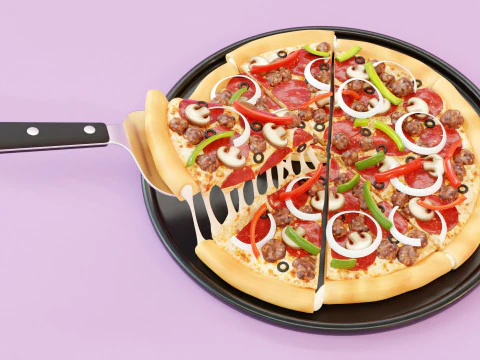 Pizza Supreme Slice 001 3D Model