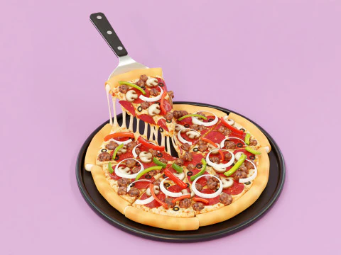 Pizza Supreme Slice 001 3D Model