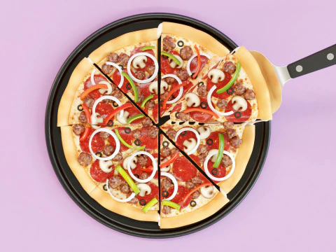 Pizza Supreme Slice 001 3D Model