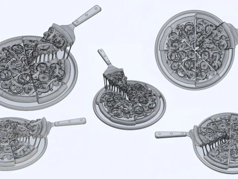 Pizza Supreme Slice 001 3D Model