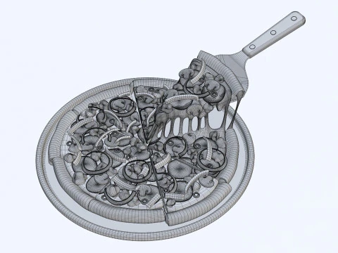 Pizza Supreme Slice 001 3D Model
