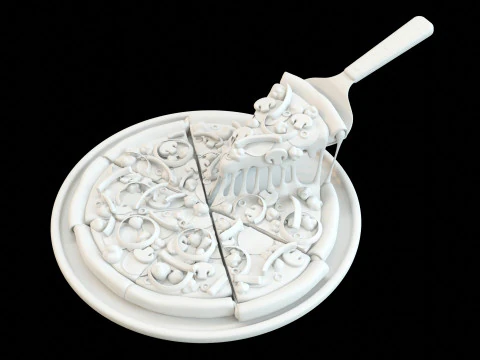 Pizza Supreme Slice 001 3D Model