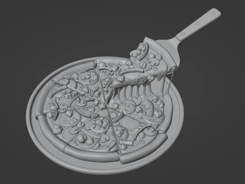 Pizza Supreme Slice 001 3D Model