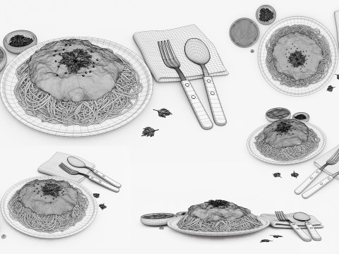 Spaghetti Bolognese 001 3Dモデル