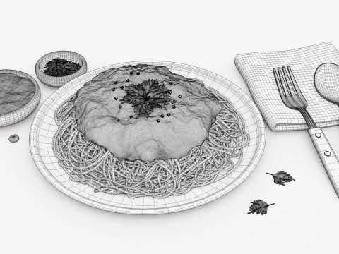 Spaghetti Bolognese 001 3D Model