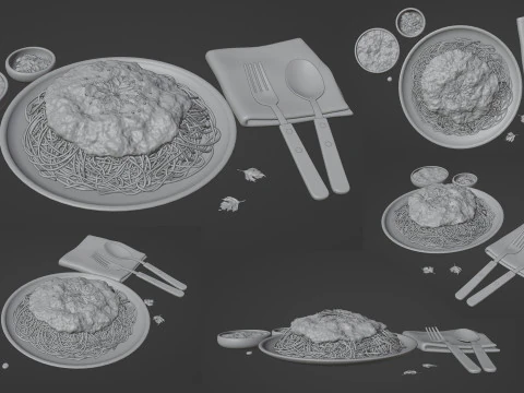 Spaghetti Bolognese 001 3D Model