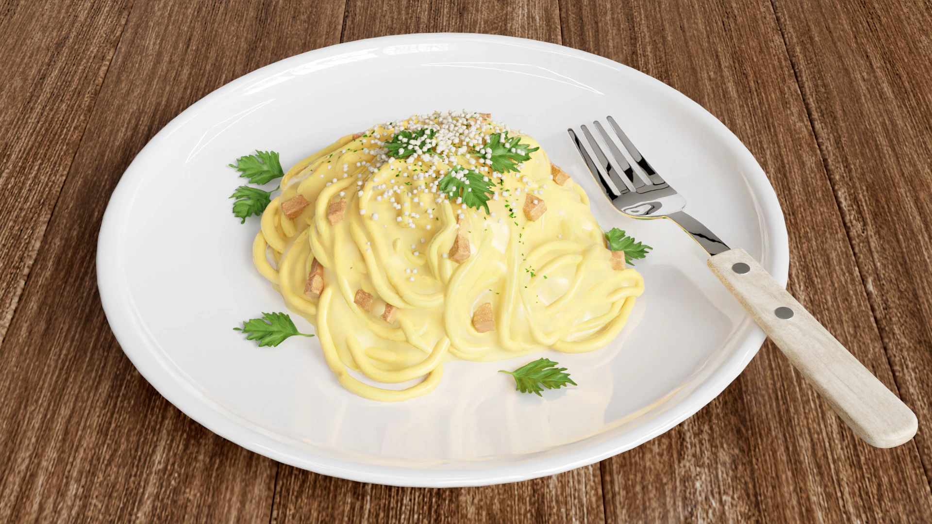 Spaghetti Carbonara 001 3D Model .c4d .max .obj .3ds .fbx .stl .blend 