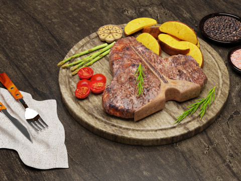 T-Bone Steak 001 3D Model