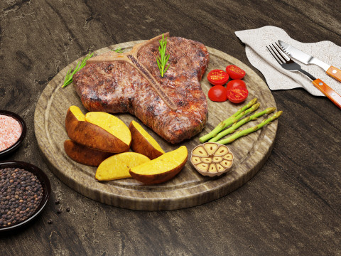 T-Bone Steak 001 3D Model